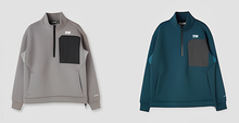 画像をギャラリービューアに読み込む, CARDBOARD MATERIAL HALF ZIP SWEAT