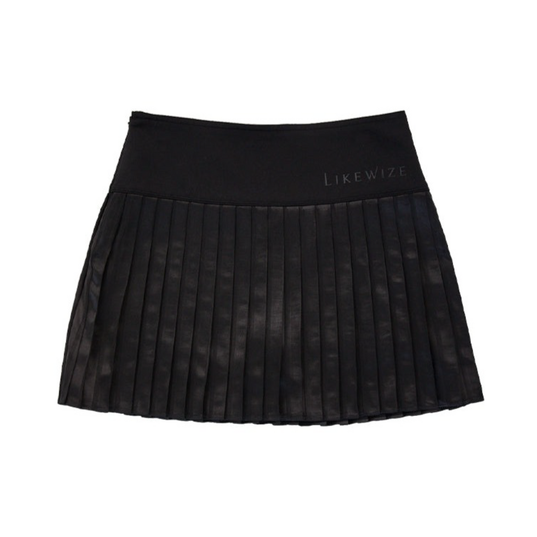 Shining Pleated Skirt - Black