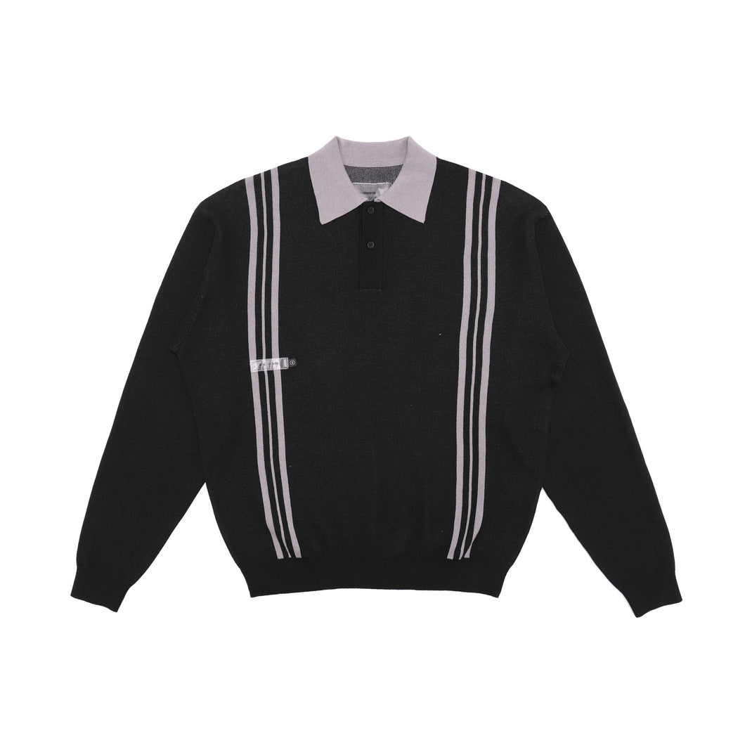 Sutton L/S Sweater Polo Shirt - Black