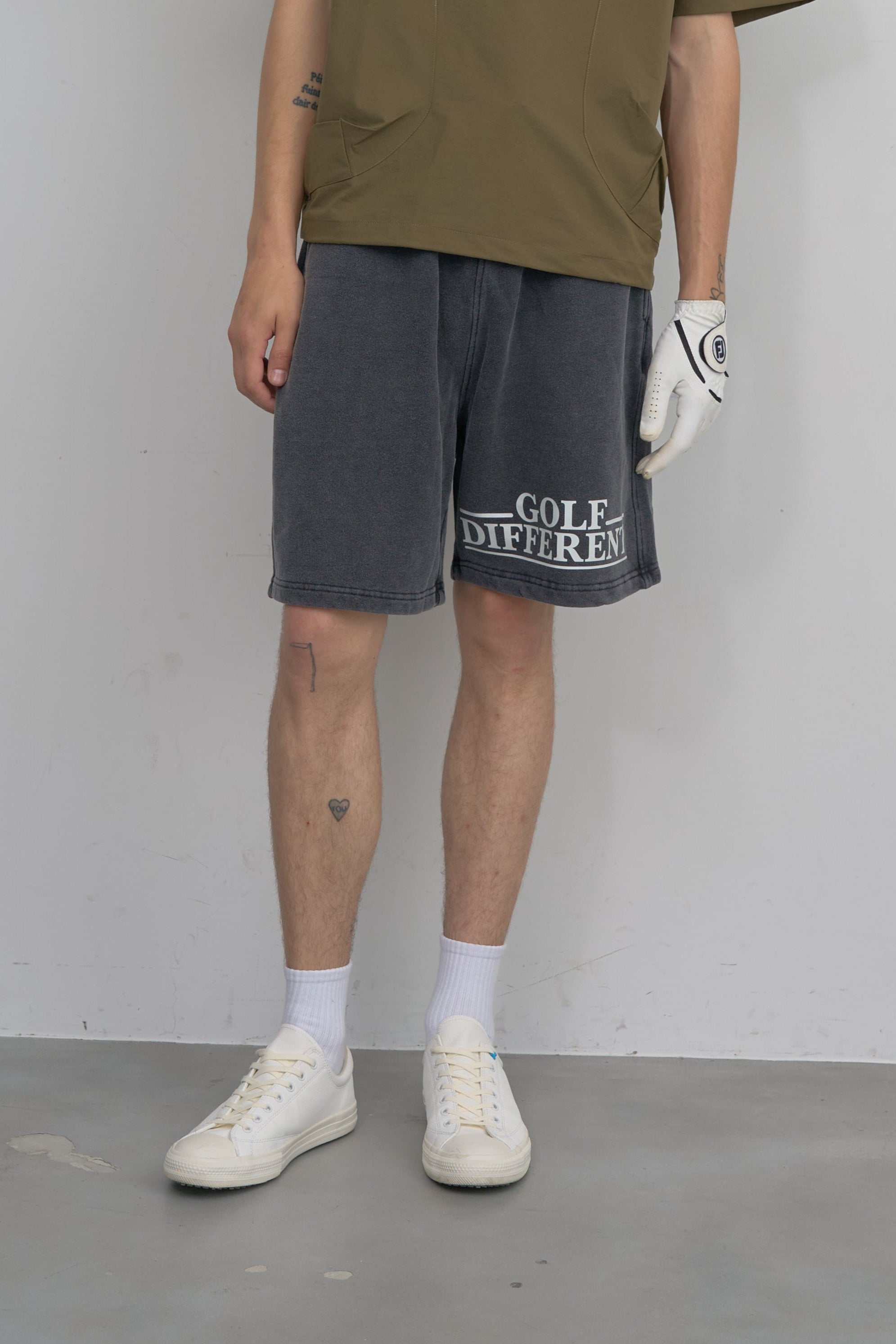 GOLF DIFFERENT Washed Sweat Shorts - Black – Mid 90s Club