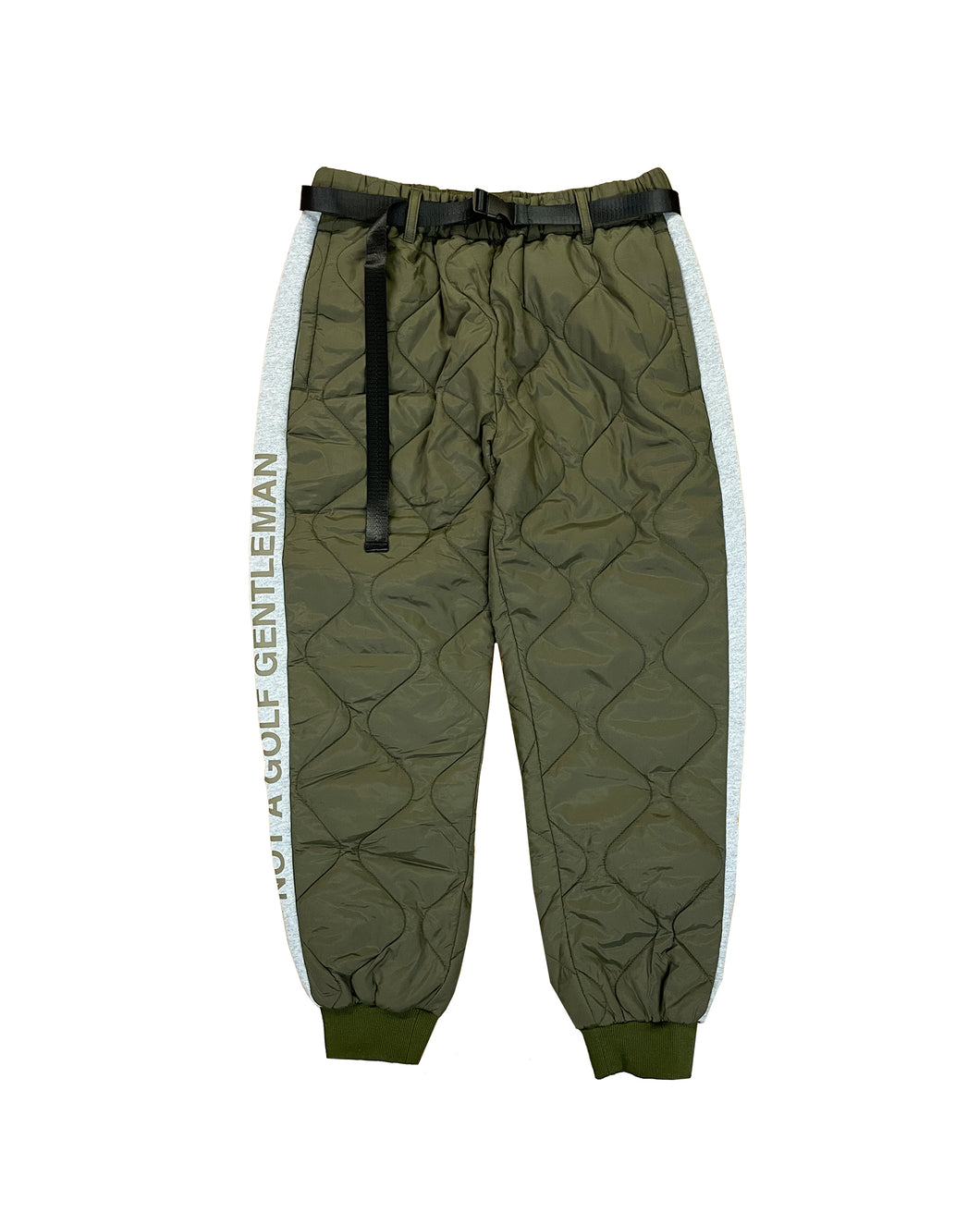 #FRONT QUILTED ADJUSTABLE PANTS - L.GRAY/KHAKI