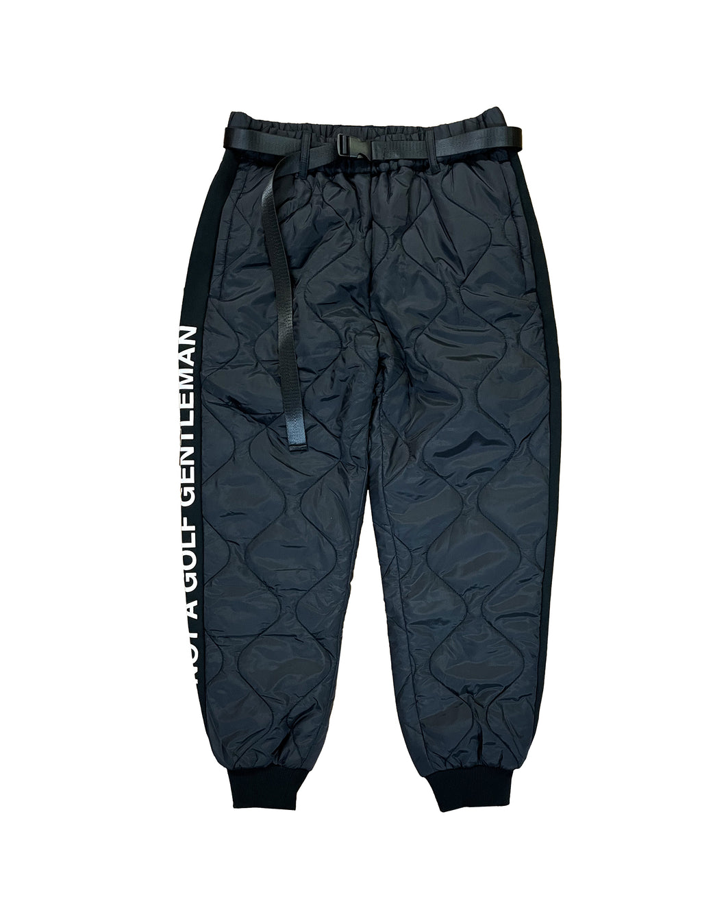 #FRONT QUILTED ADJUSTABLE PANTS - BLACK