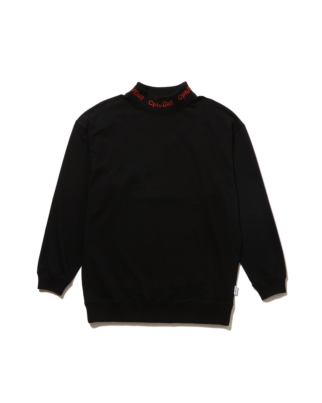 #JAQUARD MOCK NECK LS TEE (WOMENS) - Black