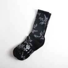 画像をギャラリービューアに読み込む, Jacquard Flower Crew Sock - Black
