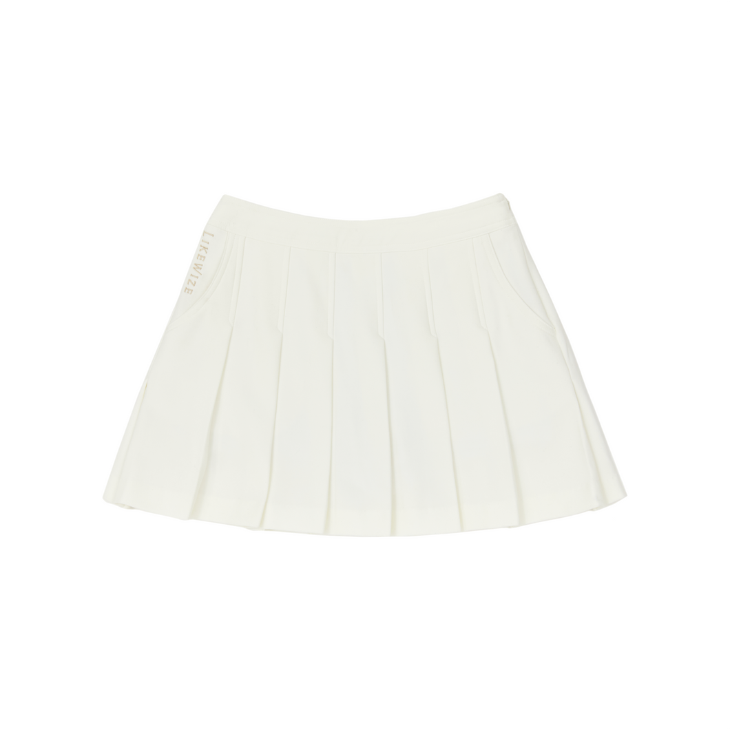 Pocket Point Pleated Skirt - White