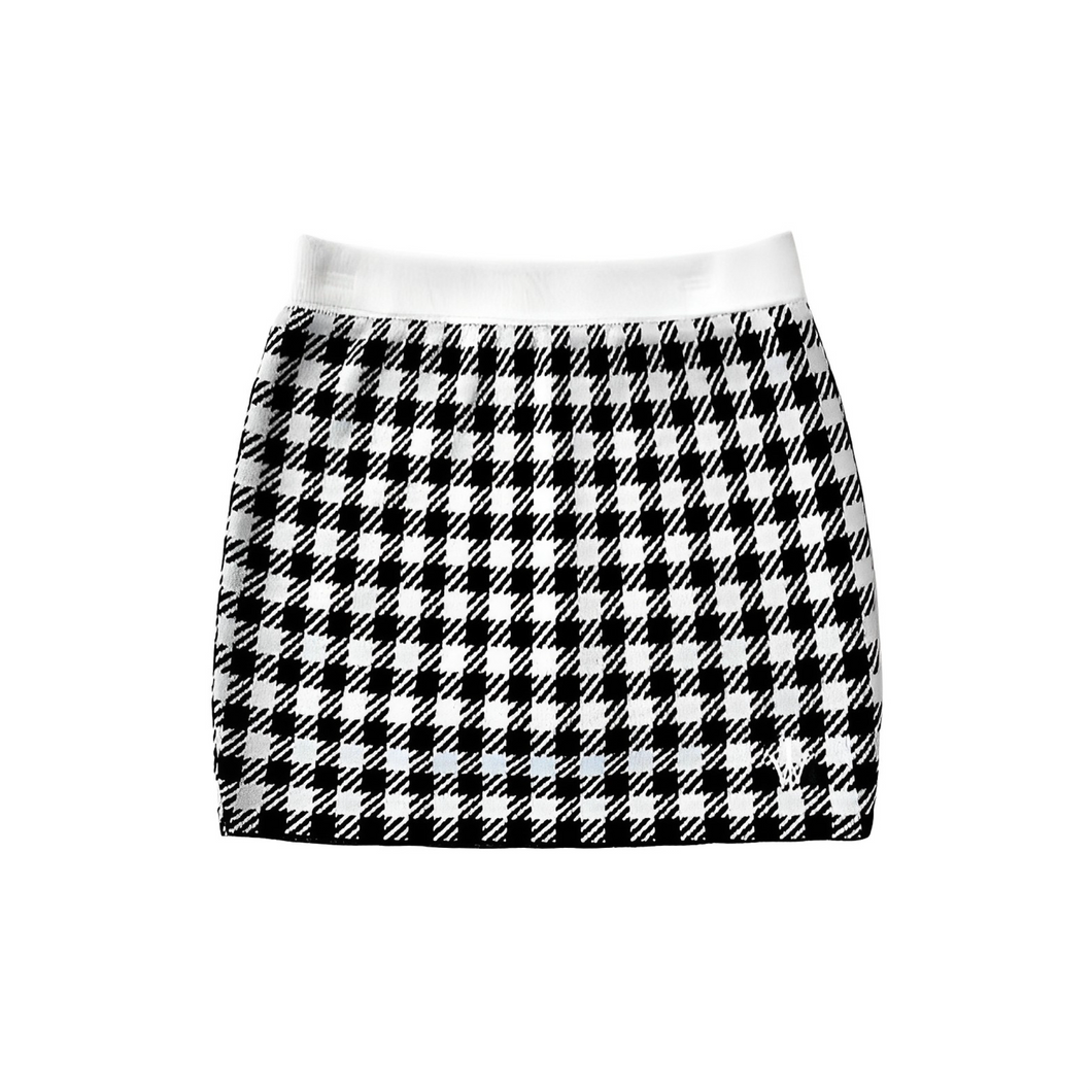 Checked Jaquered Knit Skirt - Black