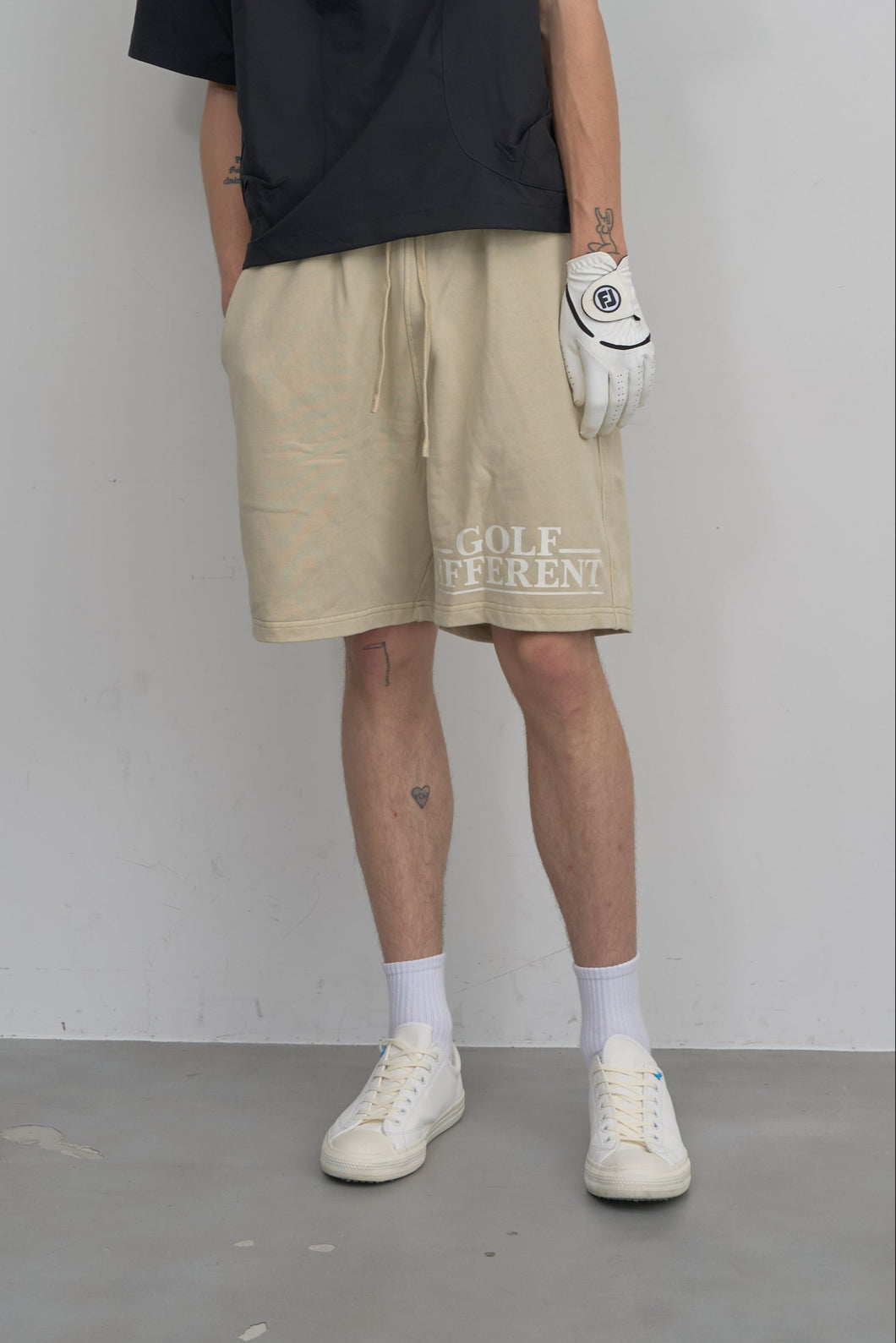GOLF DIFFERENT Washed Sweat Shorts - Beige