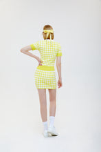 画像をギャラリービューアに読み込む, Checked Jaquered Knit Top - Yellow
