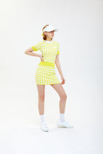 画像をギャラリービューアに読み込む, Checked Jaquered Knit Top - Yellow
